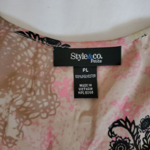 Style & Co. Petite Women's Floral Print Boho Style 3/4 Sleeve Flowy Blouse PL - Picture 8 of 14